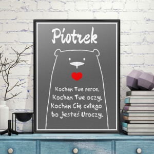 Plakat w ramce (30x40 cm) z dedykacją dla niego - Czułe Serce