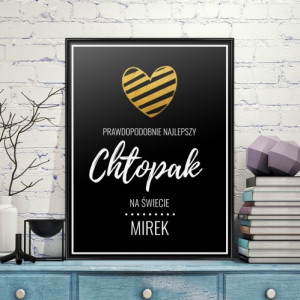 Plakat w ramce (30x40 cm) z dedykacją dla niego - Chłopak na Medal