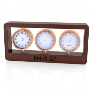 Stacja pogody: budzik, termometr, higrometr z grawerem - Biznesmen