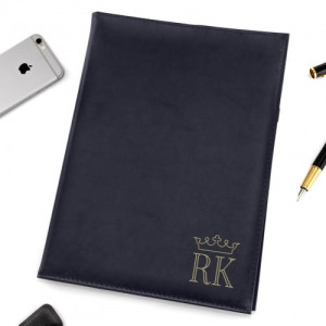 Etui na dokumenty granatowe z nadrukiem - Portfolio Gold