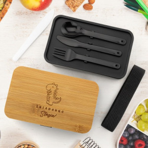 Śniadaniówka z przegródkami i grawerem dla dziecka - Smoczy apetyt