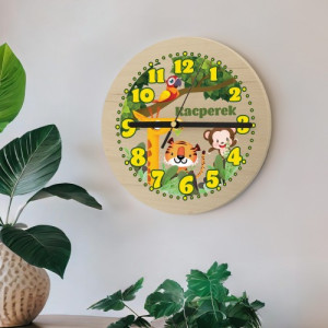 Zegar ścienny z nadrukiem personalizacji - Przyjaciele z dżungli