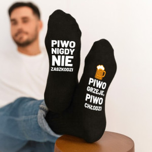 Śmieszne skarpetki męskie z nadrukiem - Piwo grzeje, piwo chłodzi