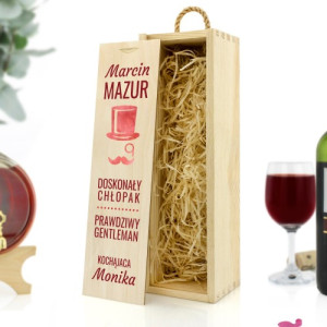 Skrzynka na wino z nadrukiem dla chłopaka - Dla ukochanego