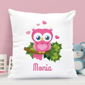 Poduszka z nadrukiem dla dziewczynki - Mądra Sówka
