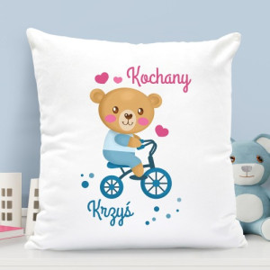 Poduszka dekoracyjna z nadrukiem dla chłopczyka - Urodzony Cyklista