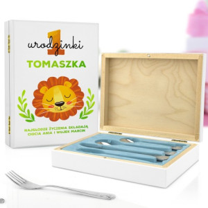 Sztućce dla dzieci z grawerem dla chłopczyka - Lwiątko