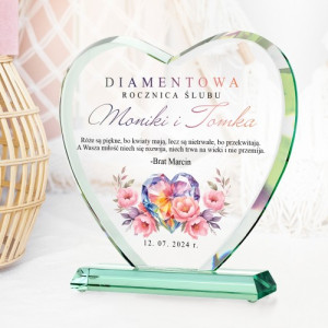 Statuetka szklana z nadrukiem na 60 rocznicę ślubu - Diamentowa rocznica