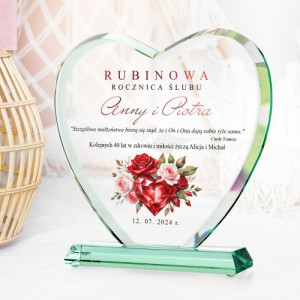 Statuetka szklana z nadrukiem na 40 rocznicę ślubu - Rubinowa rocznica