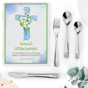 Sztućce dla dzieci z grawerem - Błękitny