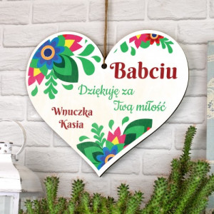 Tabliczka serce z dedykacją - Babciu, dziękuję za Twoją miłość