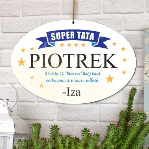 Tabliczka z dedykacją na prezent dla taty - Tata Superman