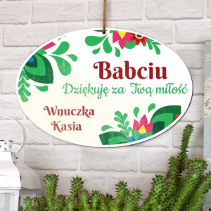 Tabliczka z dedykacją na prezent dla babci - Dziękuję Ci Babciu