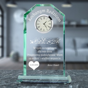Statuetka szklana na podziękowania weselne dla rodziców - W Hołdzie