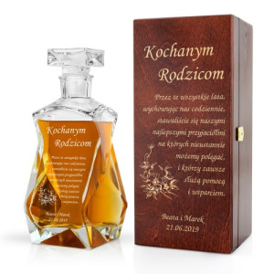 Karafka z grawerem w drewnianym pudełku dla rodziców - Za wsparcie