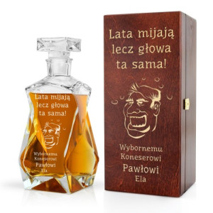 Karafka z grawerem w pudełku dla niego - Głowa Konesera
