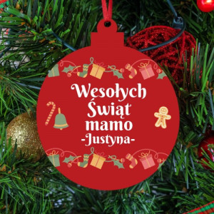 Zawieszki na choinkę komplet 5 szt - Wesołych Świąt Mamo