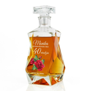 Karafka z nadrukiem na 40 urodziny - Kwiecista 40-tka