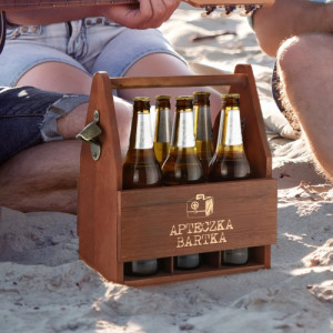 Skrzynka na piwo drewniana z otwieraczem - Apteczka