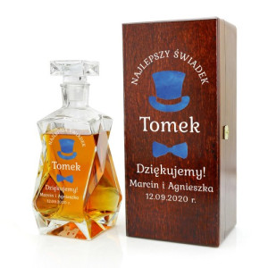 Karafka z nadrukiem w drewnianym pudełku dla świadka - Cylinder