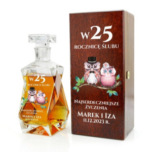 Karafka z nadrukiem na 25 rocznicę ślubu w skrzynce - Nierozłączki