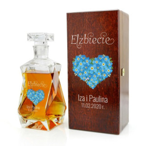 Karafka z nadrukiem dla niej w drewnianym pudełku - Bratki