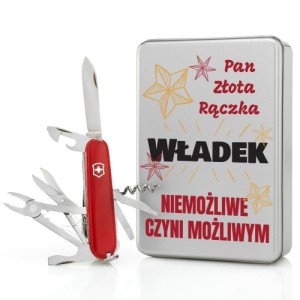Scyzoryk Victorinox na prezent  w puszce z nadrukiem - Złota Rączka