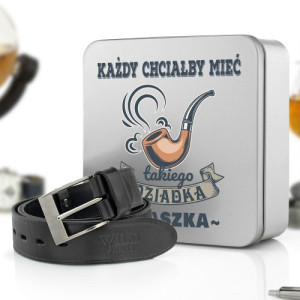 Pasek męski w pudełku z nadrukiem - Fajeczka