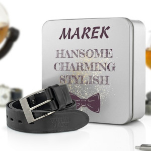 Pasek męski w pudełku z nadrukiem - Full Charm