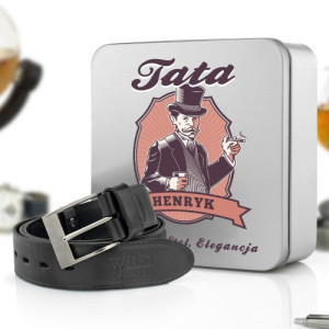 Pasek męski w pudełku z nadrukiem - Klasa i Styl