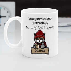 Kubek z nadrukiem na prezent dla niego - Kawa z Kotem