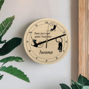Zegar ścienny z nadrukiem dla kociary - Przyjaciel domu