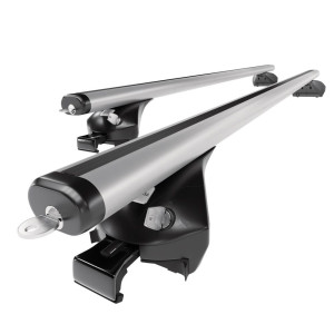 Portaequipajes de techo (aluminio) adecuadas paraVolvo V60 II Familiar, Cross Country (2019-....) - railing integrado - baca plata para coche - barra