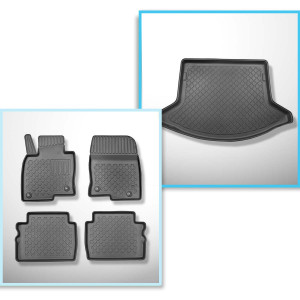 Conjunto de alfombrilla para maletero y alfombrillas para el interior del coche TPE para: Mazda CX-5 II SUV (07.2017-....) - maletero inferior; piso