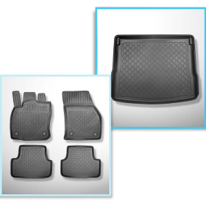 Conjunto de alfombrilla para maletero y alfombrillas para el interior del coche TPE para: Seat Ateca SUV (09.2016-....) - base móvil del depósito en