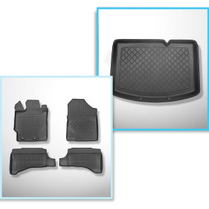 Conjunto de alfombrilla para maletero y alfombrillas para el interior del coche TPE para: Toyota Yaris III Hatchback (09.2011-08.2020) - parte inferi