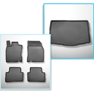 Conjunto de alfombrilla para maletero y alfombrillas para el interior del coche TPE para: Nissan Qashqai II Crossover (02.2014-05.2021) - parte infer