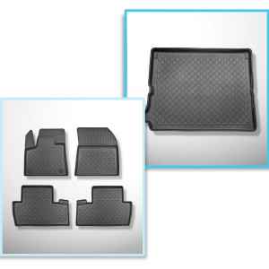 Conjunto de alfombrilla para maletero y alfombrillas para el interior del coche TPE para: Peugeot 5008 II SUV (07.2017-2024) - 7 plazas; sin tercera