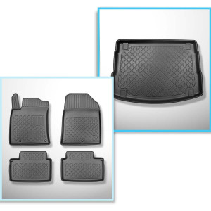 Conjunto de alfombrilla para maletero y alfombrillas para el interior del coche TPE para: Hyundai i30 III Hatchback (02.2017-....) - parte superior d