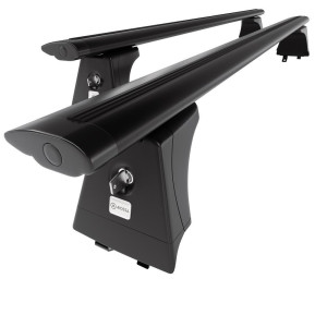 Portaequipajes de techo adecuadas para Hyundai i40 Familiar (2015-2018) - baca negra para coche - barras para techo de coche - railing integrado - al
