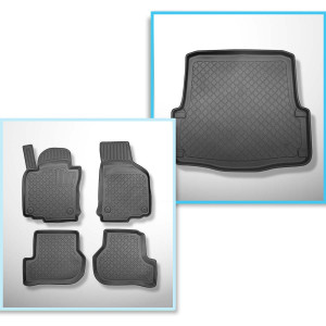Conjunto de alfombrilla para maletero y alfombrillas para el interior del coche TPE para: Skoda Octavia II Familiar (2004-04.2013) - parte inferior d