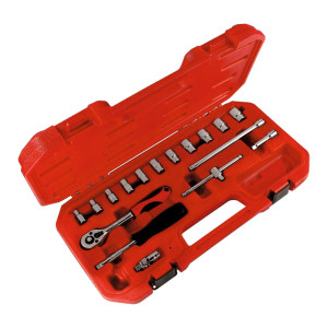 Zestaw 17 kluczy nasadowych 1/4" z grzechotką 20.4172 17 części