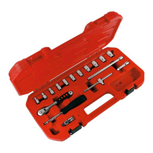 Zestaw 17 kluczy nasadowych 1/4" z grzechotką 20.4145