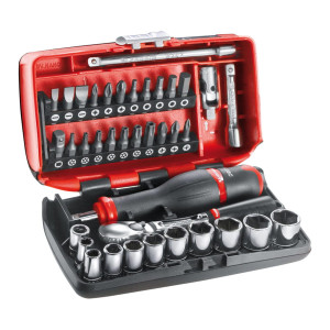 Zestaw nasadek 1/4" z grzechotką 6-kątne, 5,5-14 mm