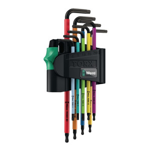Zestaw 9 kluczy trzpieniowych TORX z otworem TX8-TX40, 967/9 TX BO Multicolour 1 SB Wera