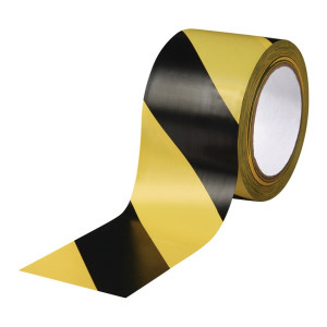 Taśma do oznakowania podłogi Easy Tape PCW kolor czarny/żółty szer. 75mm