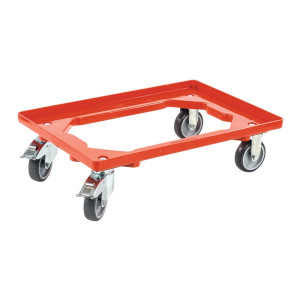 Wózek do skrzynek EURO 605x405 mm ogumienie gumowe czerwony
