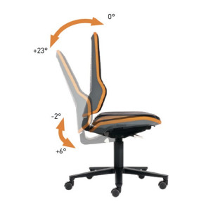 Krzesło robocze obrotowe Neon kółka bez elementu tapicerki pomarańcz. 450-620mm