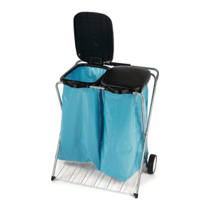Kosz na śmieci 780x660x370mm 20-130 l 2-częściowy, z kółkami i podstawą z siatki