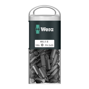 Bit 1/4" do śrub z gniazdem krzyżowym PH nr 851/1 Z DIY 100, PH2x25 mm 100szt. Wera
